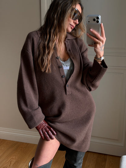OVERSIZED POLO LAMB DRESS BROWN