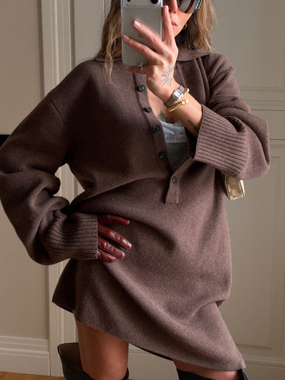 OVERSIZED POLO LAMB DRESS BROWN