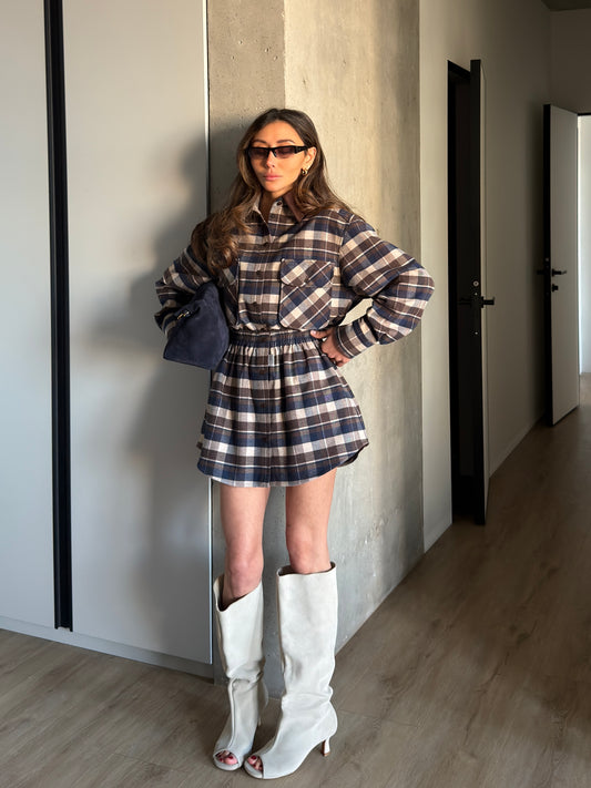 CHECKED FLANNEL SHIRT CHOCOLATE/BLUE