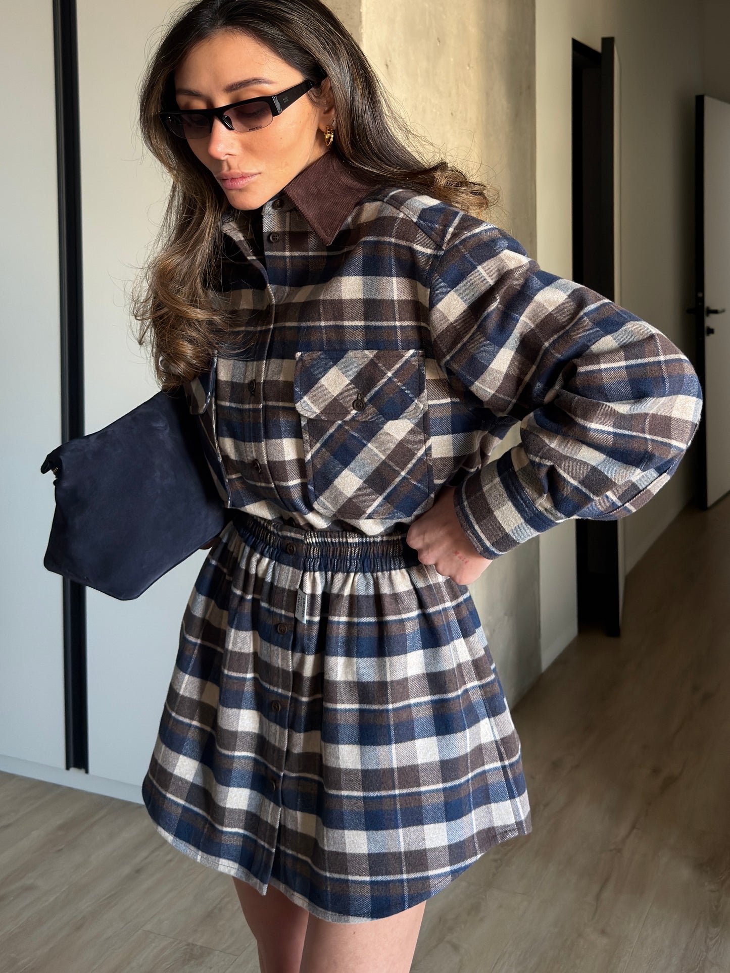 CHECKED FLANNEL SHIRT CHOCOLATE/BLUE