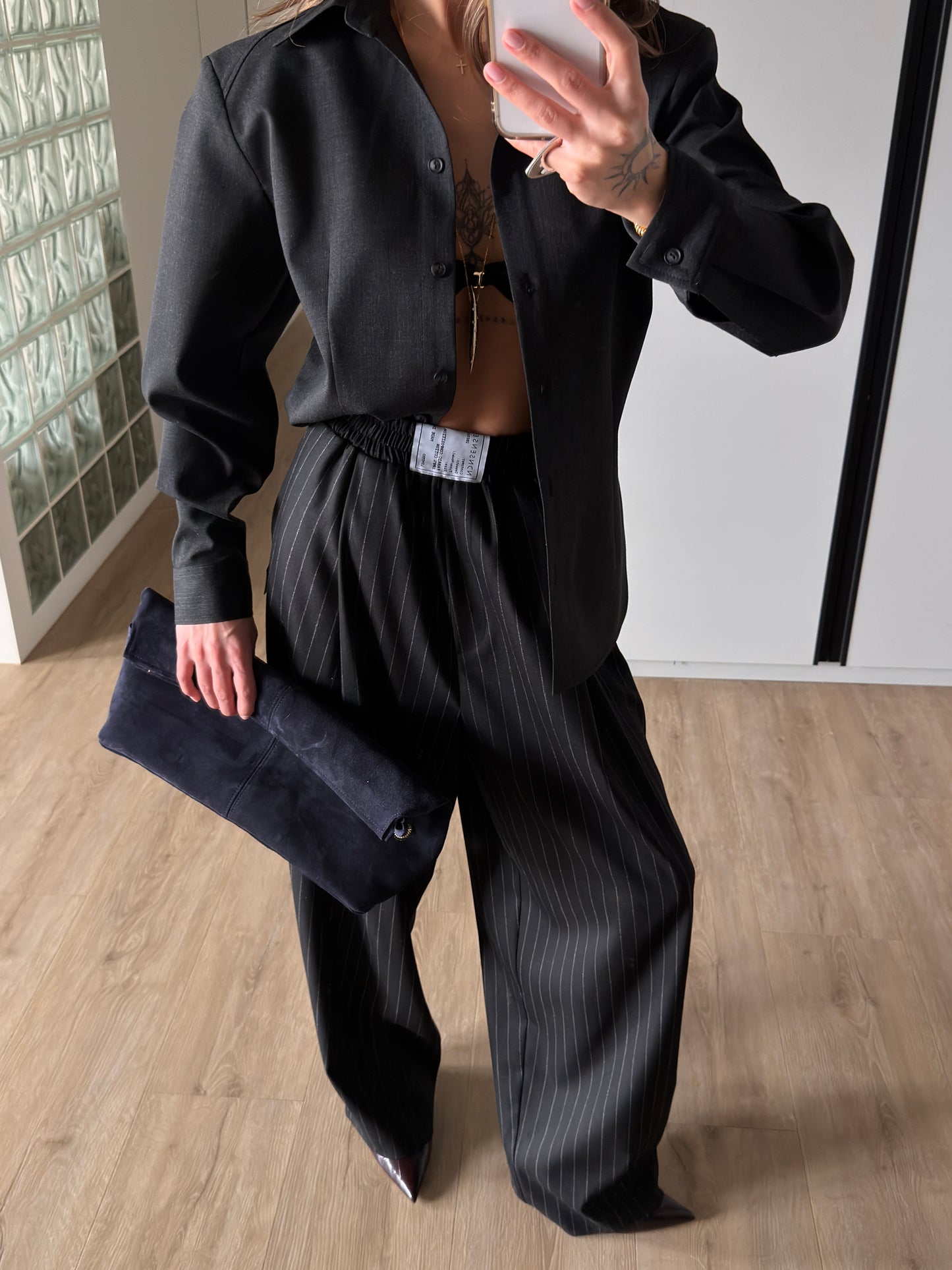 WOOL RELAXED PANTS BLACK