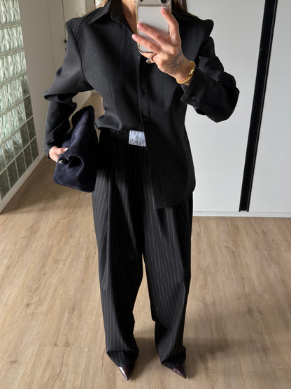 WOOL RELAXED PANTS BLACK