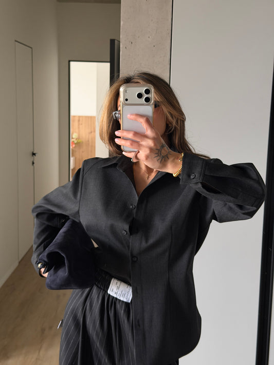 HEAVYWEIGHT WOOL SHIRT DARK GREY