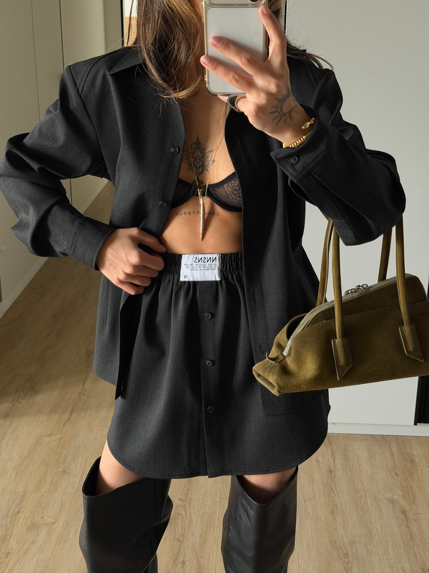 WOOL SKIRT DARK GREY