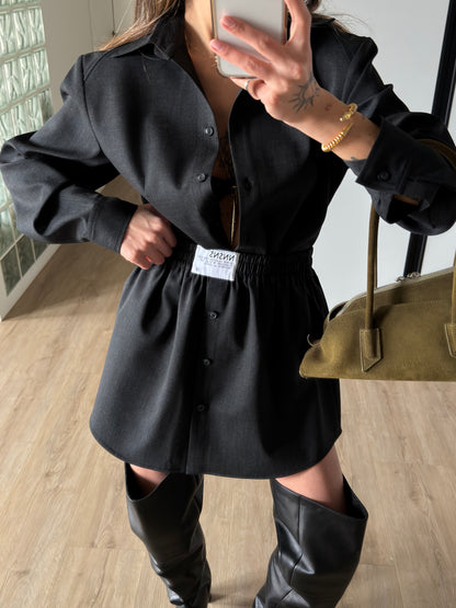 WOOL SKIRT DARK GREY