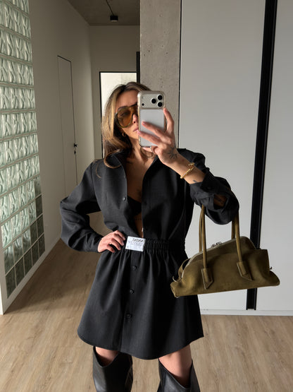 WOOL SKIRT DARK GREY