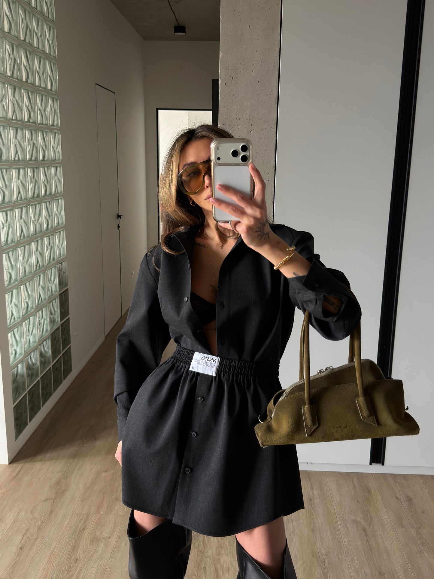 WOOL SKIRT DARK GREY