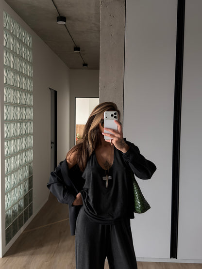 VISCOSE SUIT DARK MELANGE