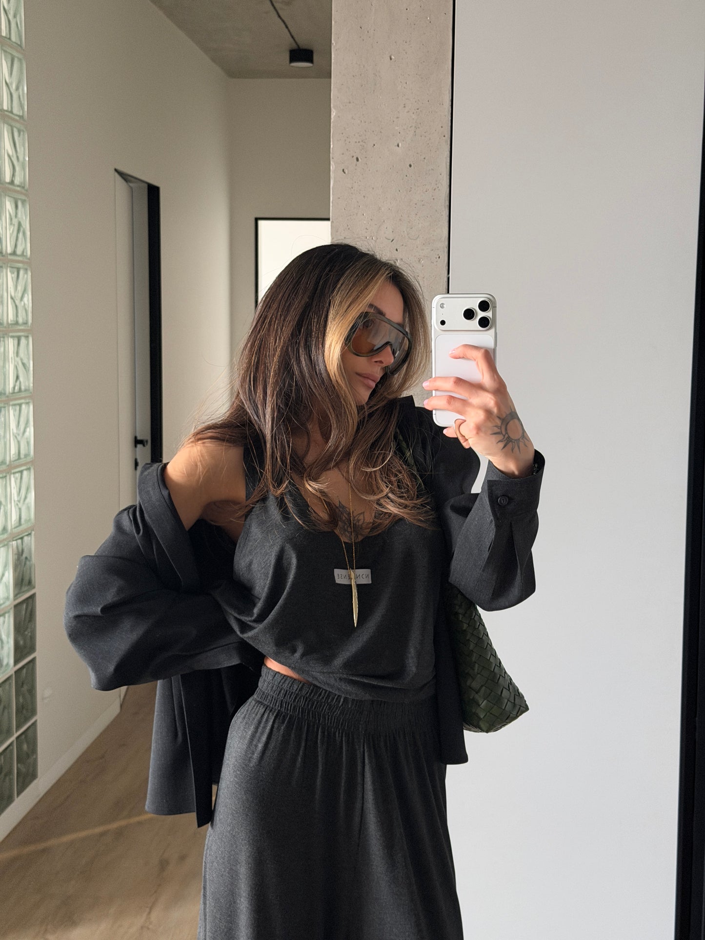 VISCOSE SUIT DARK MELANGE