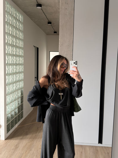 VISCOSE SUIT DARK MELANGE