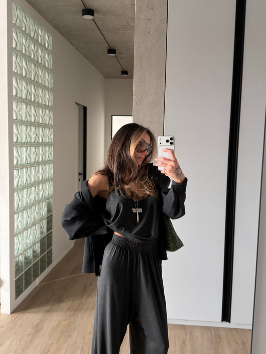 VISCOSE SUIT DARK MELANGE