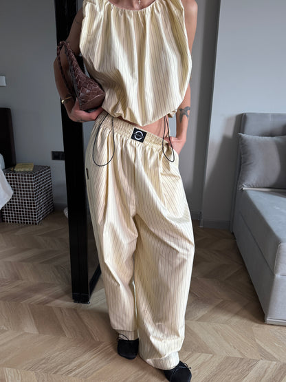 COTTON RELAXED PASTEL YELLOW PANTS