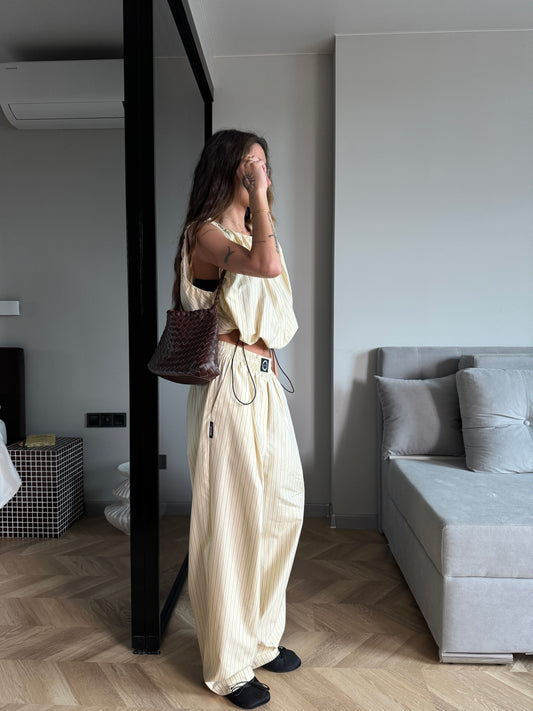 COTTON RELAXED PASTEL YELLOW PANTS