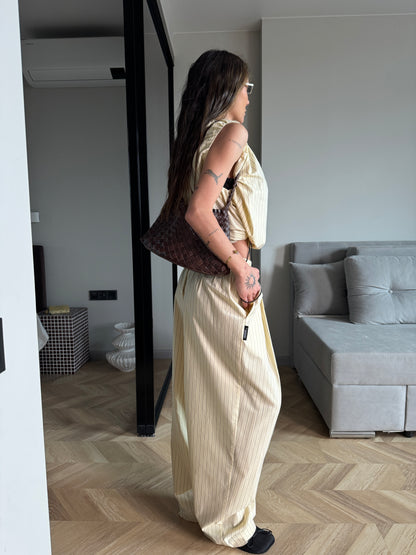 COTTON RELAXED PASTEL YELLOW PANTS