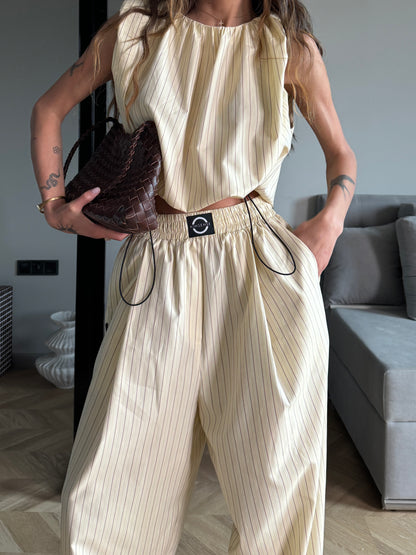 COTTON RELAXED PASTEL YELLOW PANTS