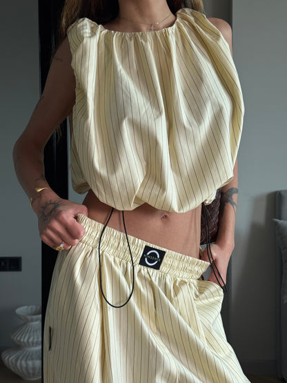 DRAPED PASTEL YELLOW TOP