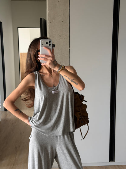 VISCOSE SUIT LIGHT GREY MELANGE