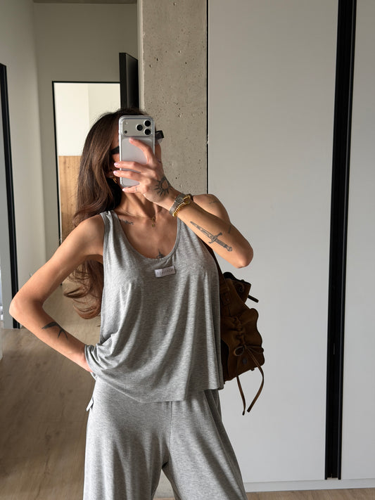VISCOSE SUIT LIGHT GREY MELANGE