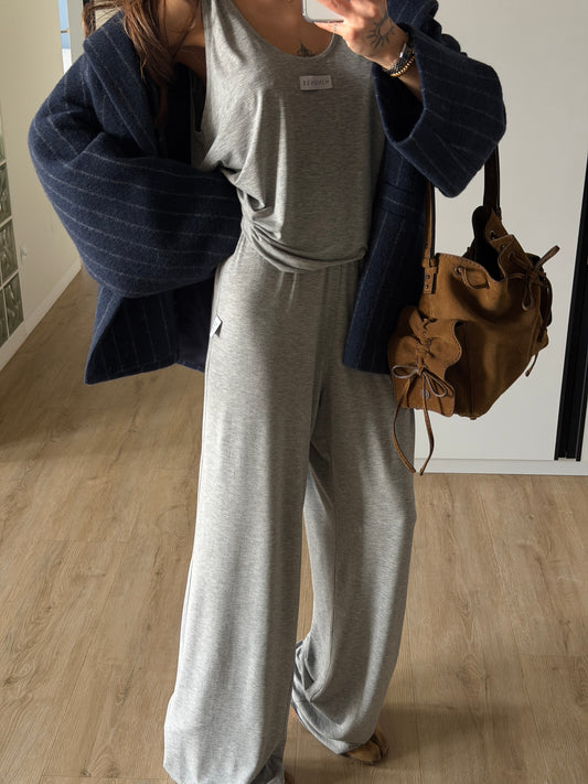 VISCOSE SUIT LIGHT GREY MELANGE