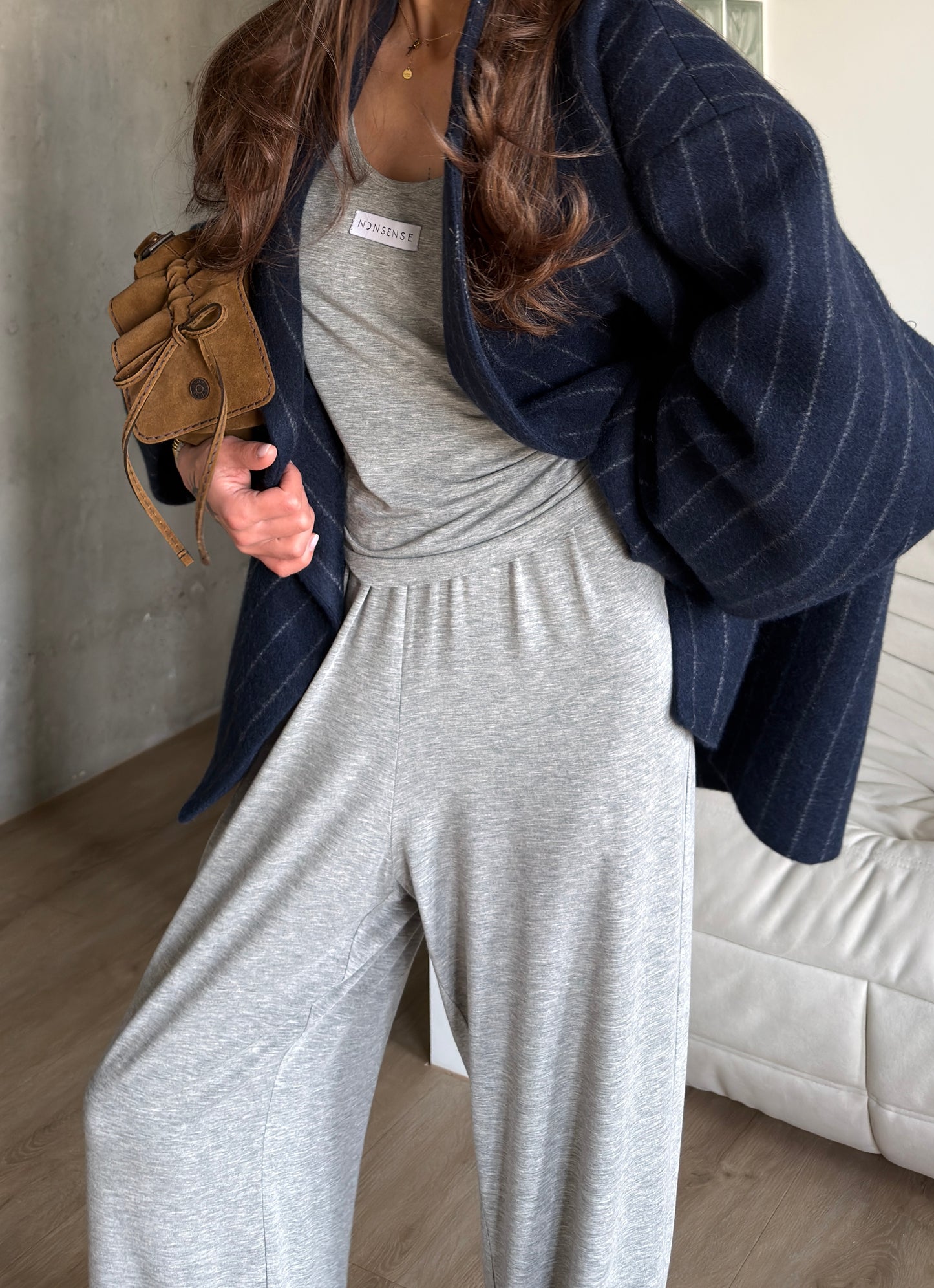 VISCOSE SUIT LIGHT GREY MELANGE