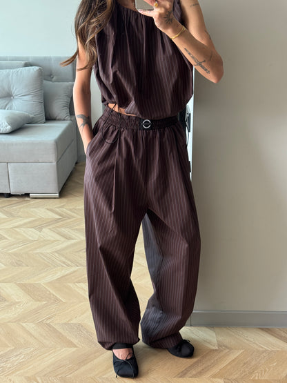 COTTON RELAXED CHOCOLATE PANTS
