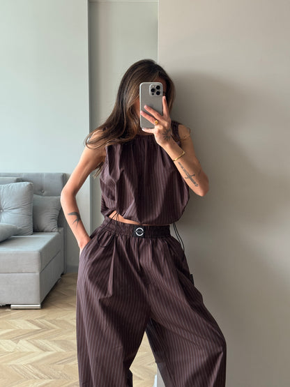 COTTON RELAXED CHOCOLATE PANTS