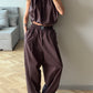 COTTON RELAXED CHOCOLATE PANTS