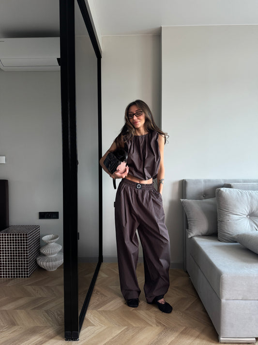 COTTON RELAXED CHOCOLATE PANTS