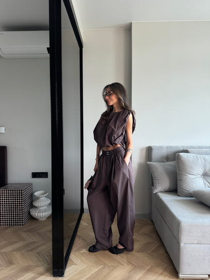 COTTON RELAXED CHOCOLATE PANTS