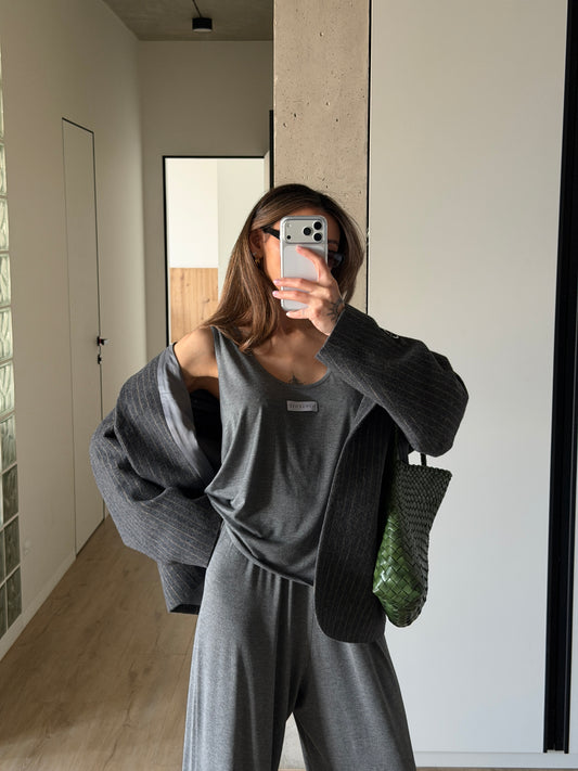 VISCOSE SUIT GREY MELANGE