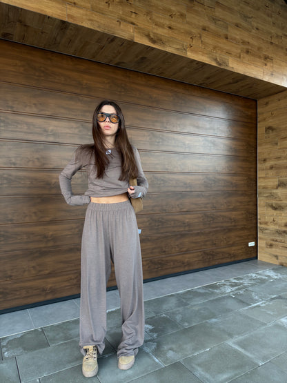 VISCOSE SUIT BEIGE MELANGE