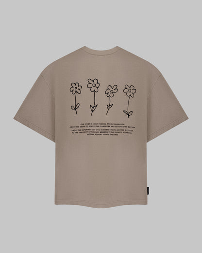 UNISEX T-SHIRT FLOWERS SAND
