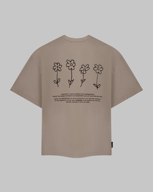 UNISEX T-SHIRT FLOWERS SAND