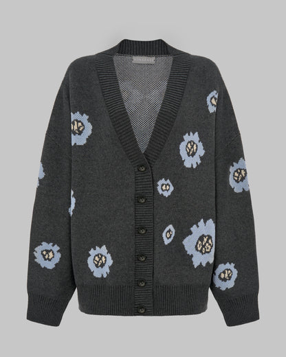 COTTON OVERSIZED FLORAL CARDIGAN