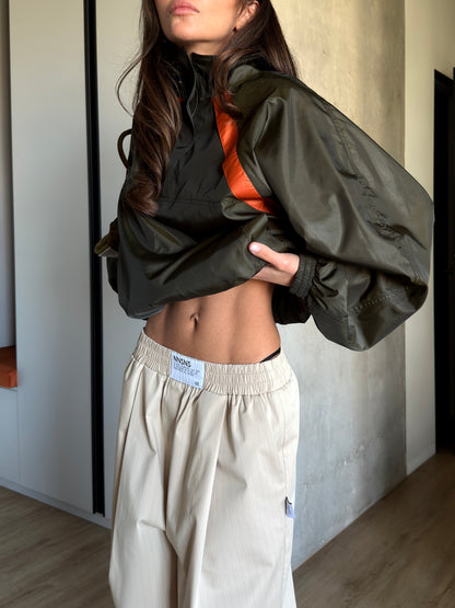 CROPPED WINDBREAKER IN NYLON FAILLE