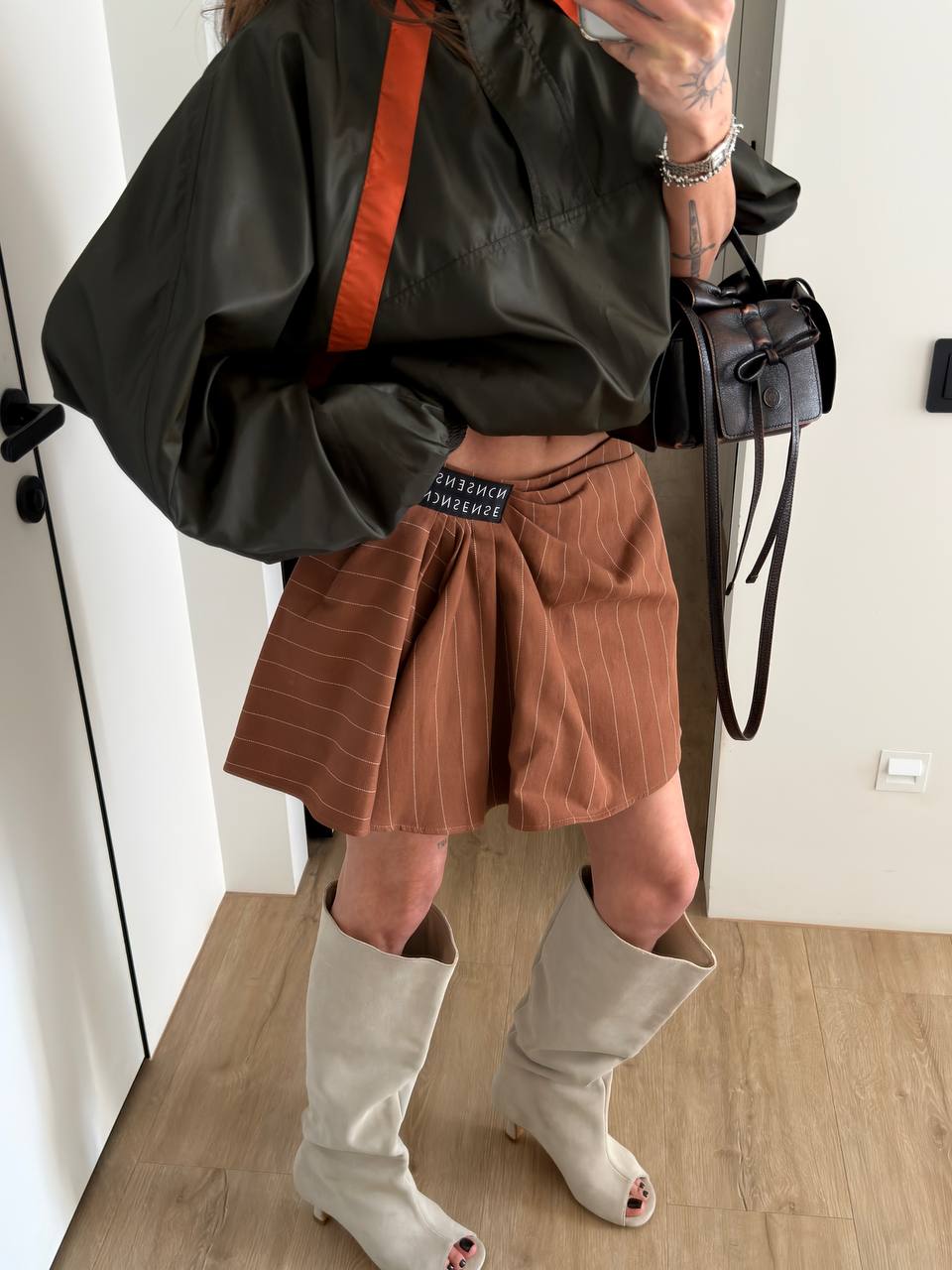 CROPPED WINDBREAKER IN NYLON FAILLE