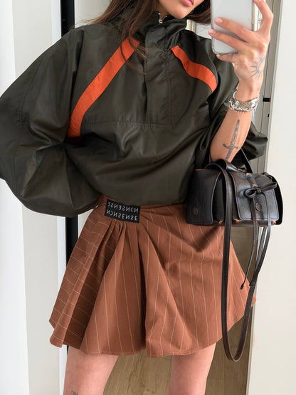 CROPPED WINDBREAKER IN NYLON FAILLE