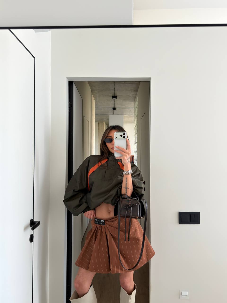 CROPPED WINDBREAKER IN NYLON FAILLE
