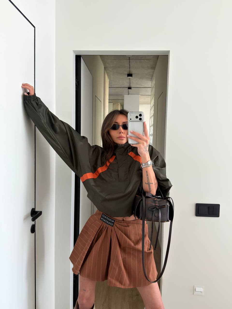 CROPPED WINDBREAKER IN NYLON FAILLE