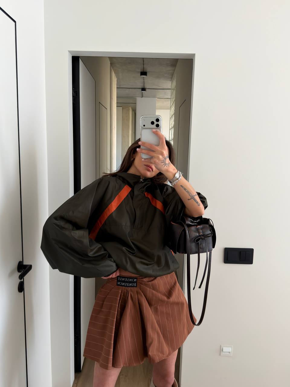CROPPED WINDBREAKER IN NYLON FAILLE