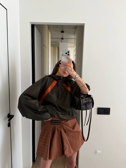 CROPPED WINDBREAKER IN NYLON FAILLE