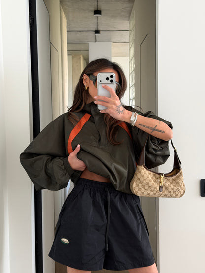 CROPPED WINDBREAKER IN NYLON FAILLE