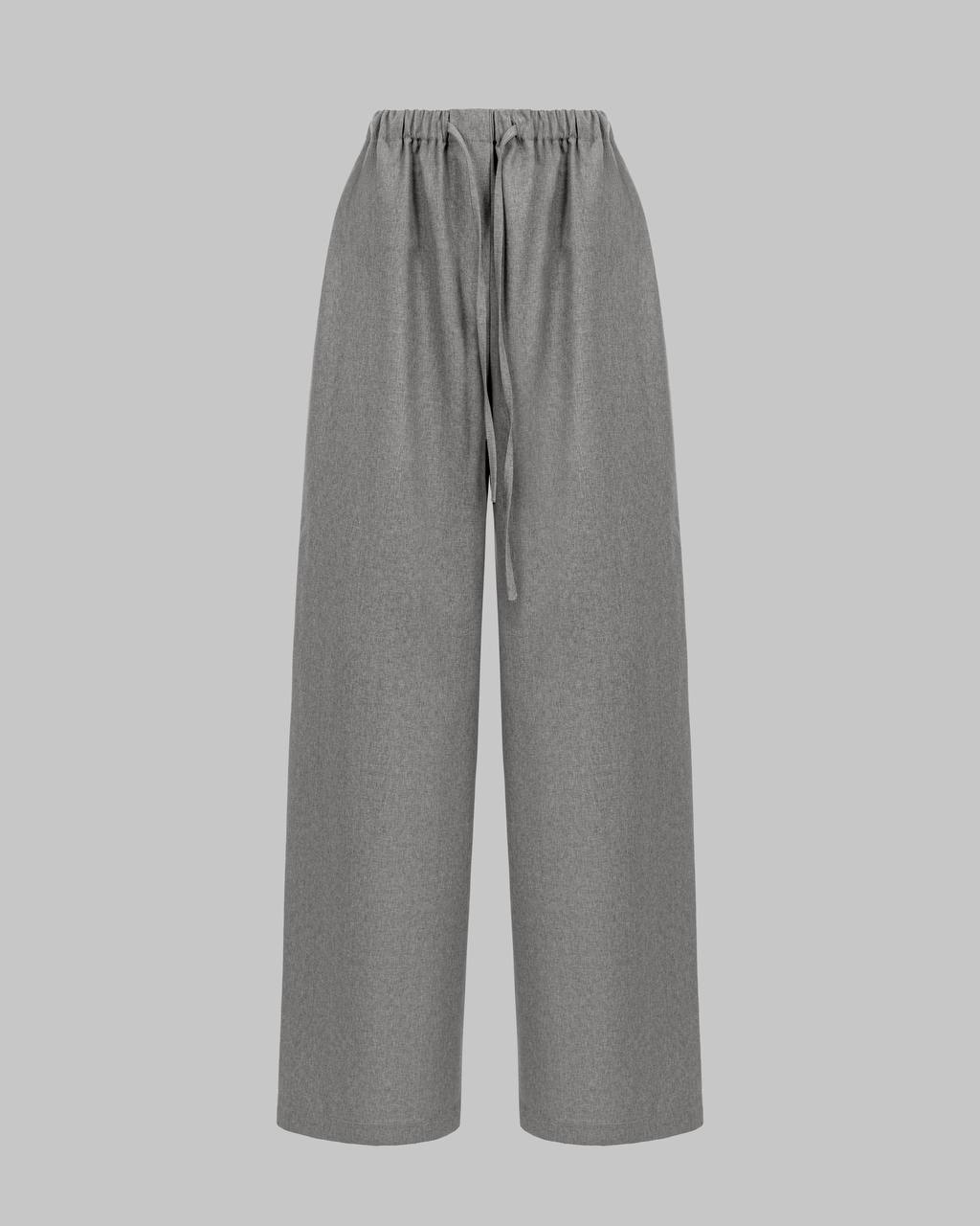 WIDE WOOL PANTS GREY