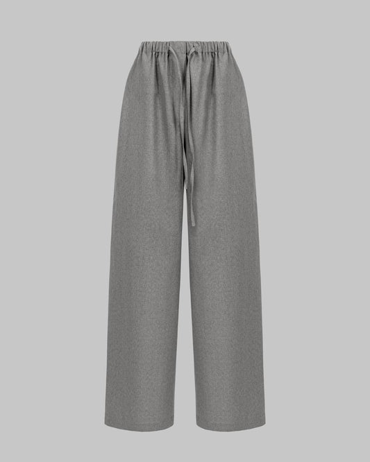 WIDE WOOL PANTS GREY