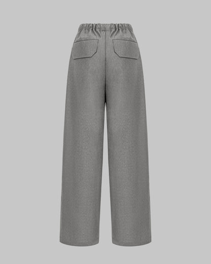WIDE WOOL PANTS GREY