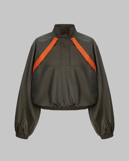 CROPPED WINDBREAKER IN NYLON FAILLE