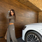 VISCOSE SUIT KHAKI/GREY