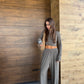 VISCOSE SUIT KHAKI/GREY