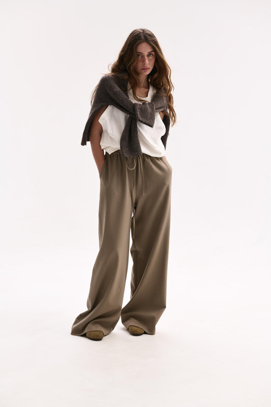 WIDE WOOL PANTS CAPPUCCINO