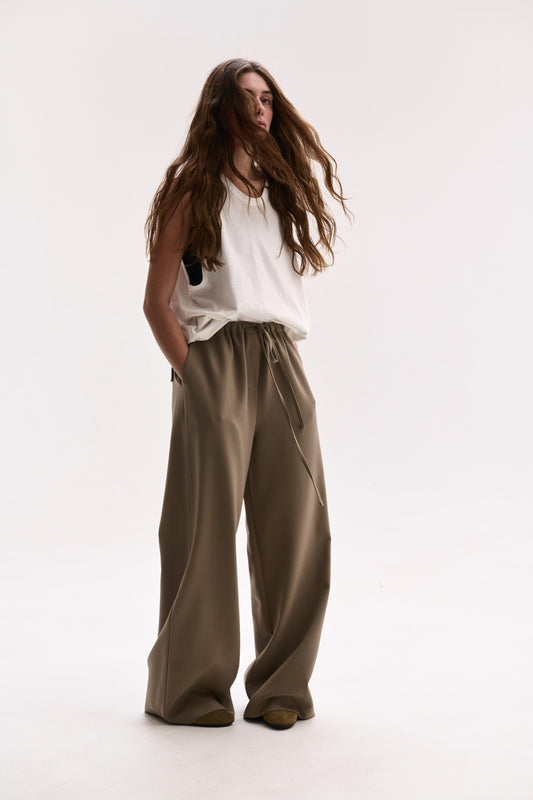 WIDE WOOL PANTS CAPPUCCINO